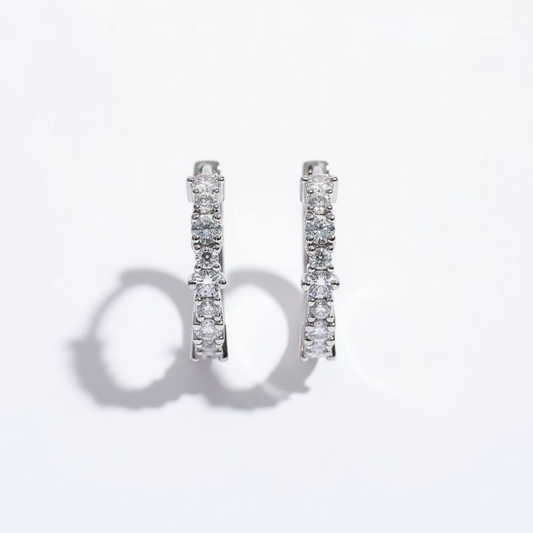 Argollas con Circonitas Irregulares - Baño de Rodio