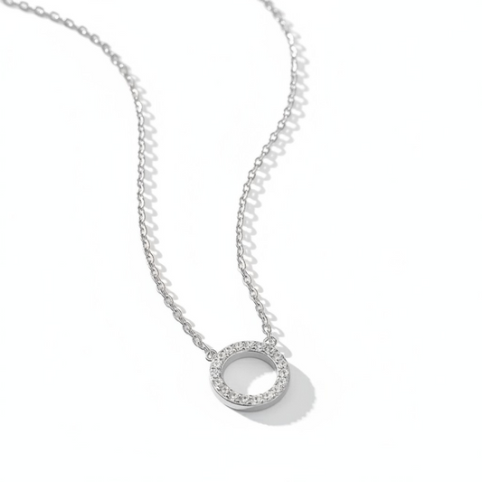 Collar Círculo de la Eternidad Circonitas Baño de Rodio
