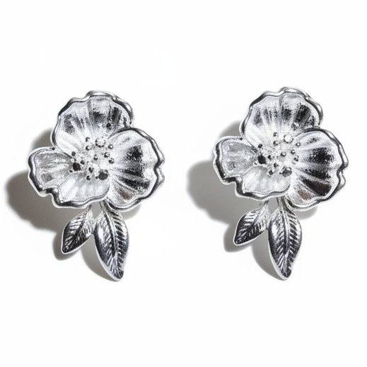 Aros de Flor - Baño de Plata 925