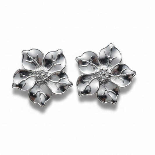 Aros Sakura Flor de Cerezo - Baño de Plata