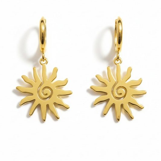 Argollas Sol Espiral - Baño de Oro 18k