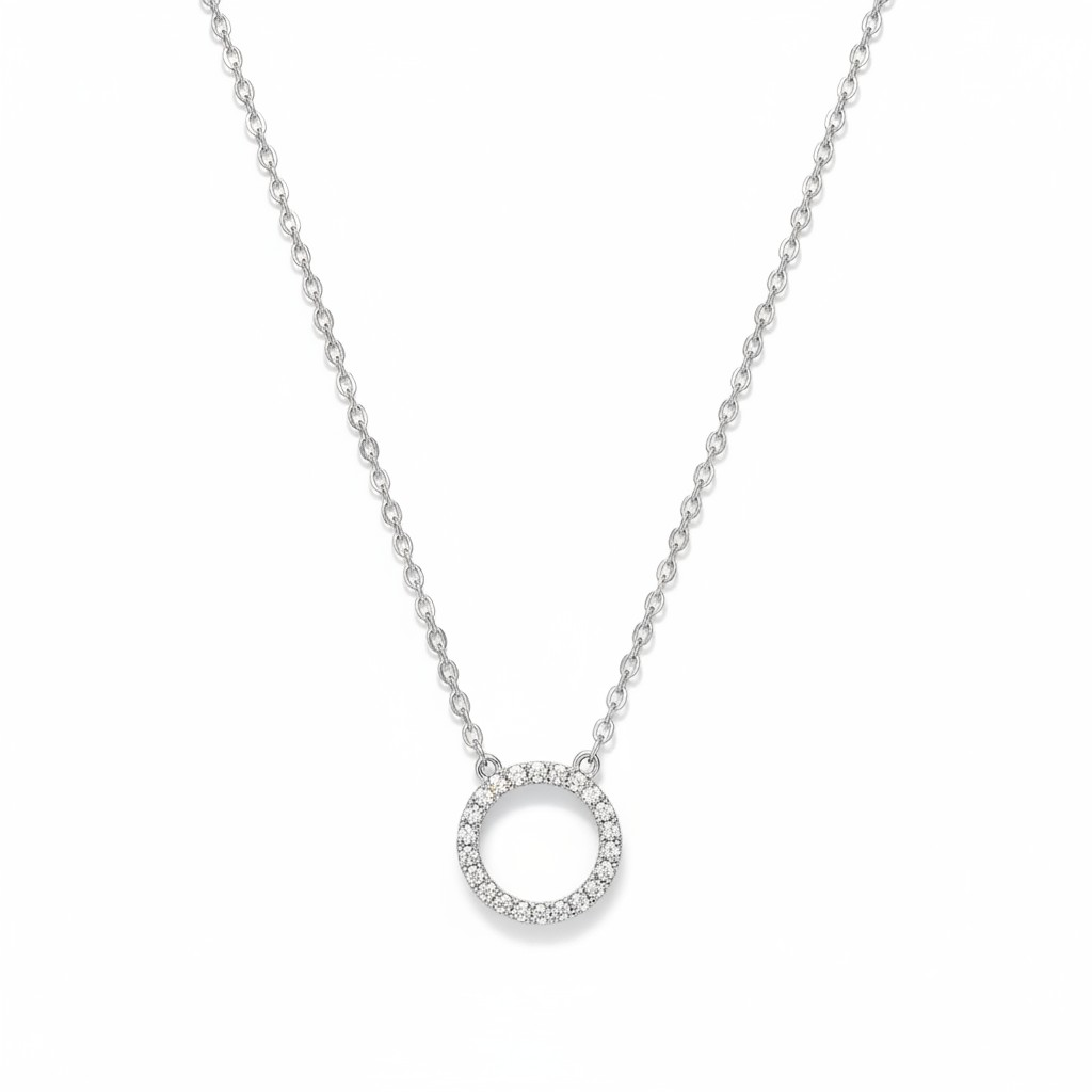 Collar Círculo de la Eternidad Circonitas Baño de Rodio