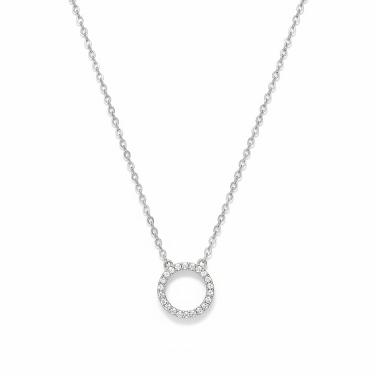 Collar Círculo de la Eternidad Circonitas Baño de Rodio