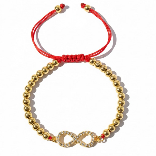 Pulsera Infinito - Hilo Rojo Baño de Oro 18k