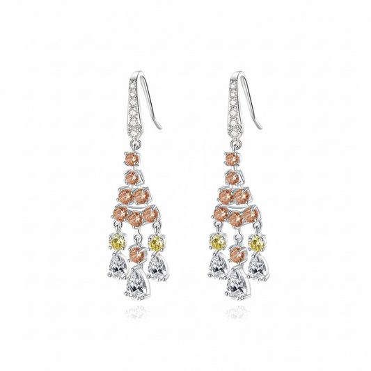 Aros Colgantes Encaje Champagna - Rodio