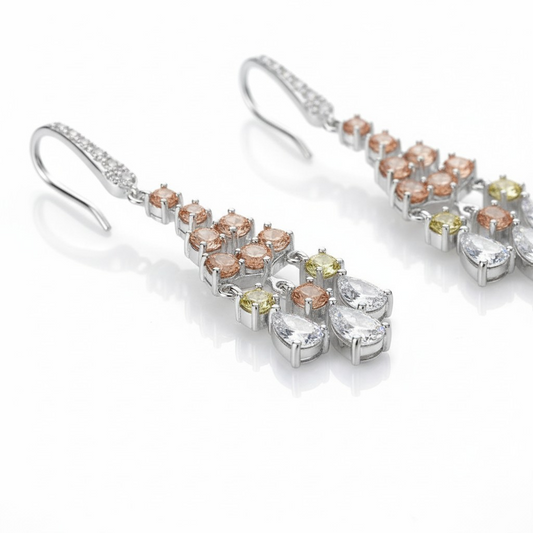 Aros Colgantes Encaje Champagna - Rodio