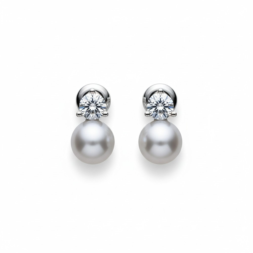 Aros Punto de Luz & Perla Silver – Baño de Rodio
