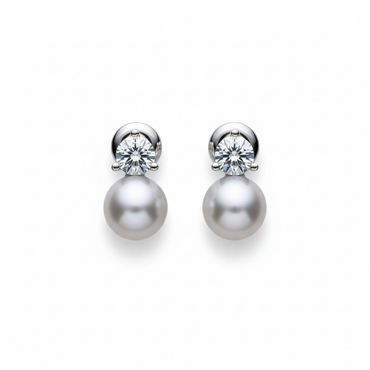 Aros Punto de Luz & Perla Silver – Baño de Rodio