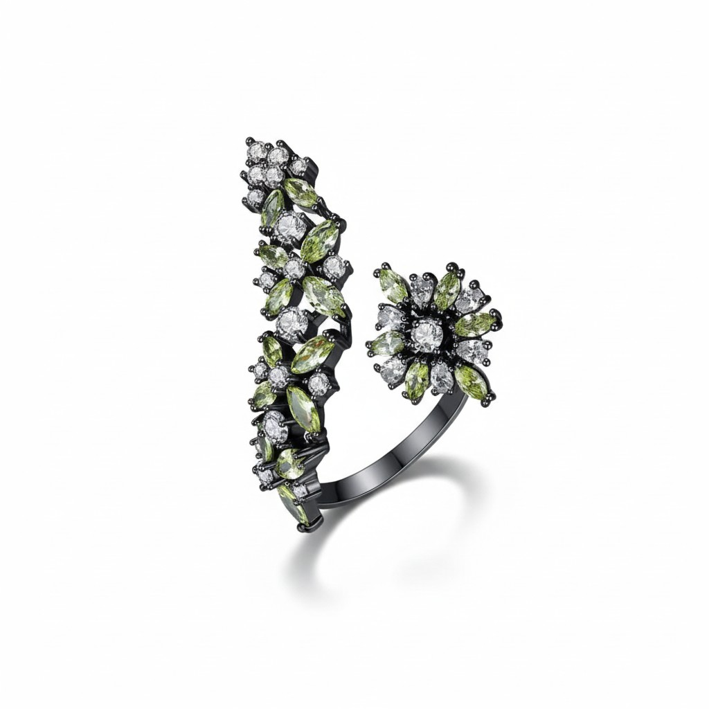 Anillo Flores Gala Black – Rodio Negro