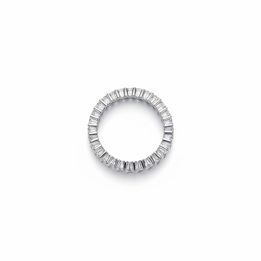 Anillo Eternity Baguette – Baño de Rodio - Talla 12
