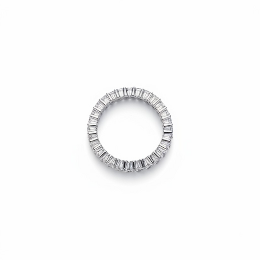 Anillo Eternity Baguette – Baño de Rodio - Talla 12