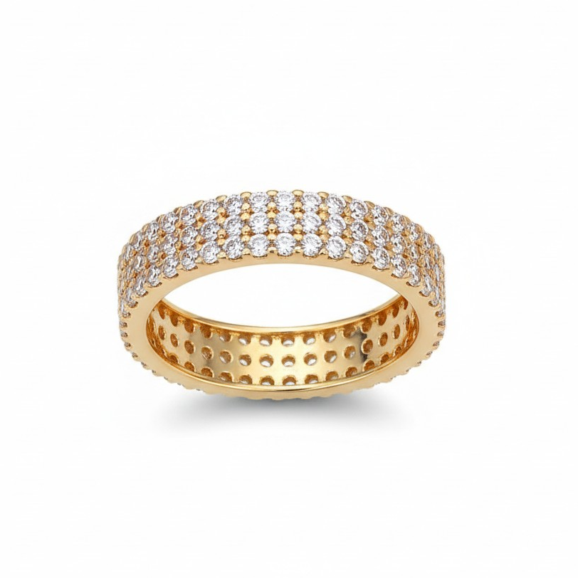 Anillo Triple Eternity – Baño de Oro 18k - Talla 12