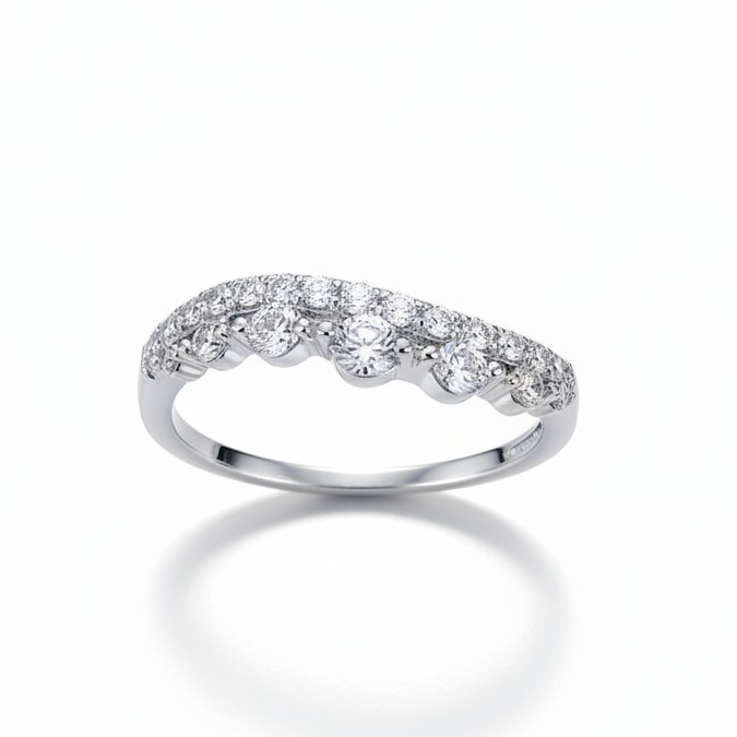 Anillo Wave Infinity – Baño de Rodio - Talla 12