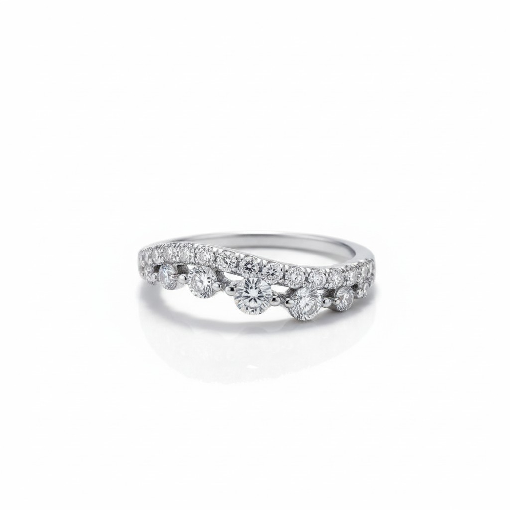 Anillo Wave Infinity – Baño de Rodio - Talla 12