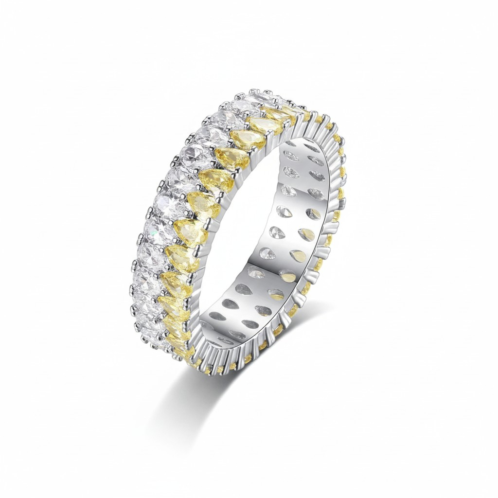 Anillo Double Eternity Bicolor – Baño de Rodio - Talla 12