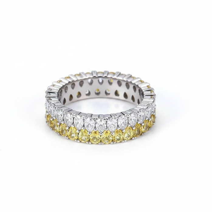 Anillo Double Eternity Bicolor – Baño de Rodio - Talla 12