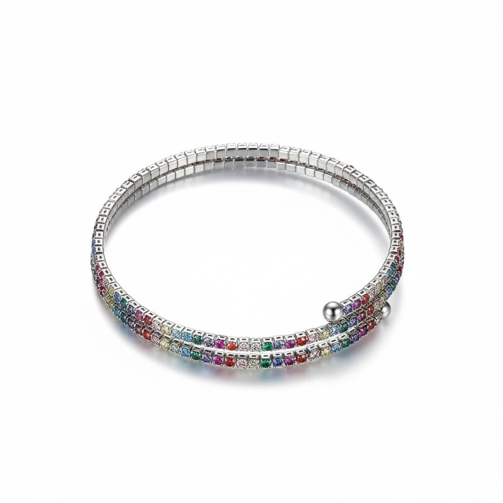 Pulsera Spiral Rainbow – Baño de Rodio