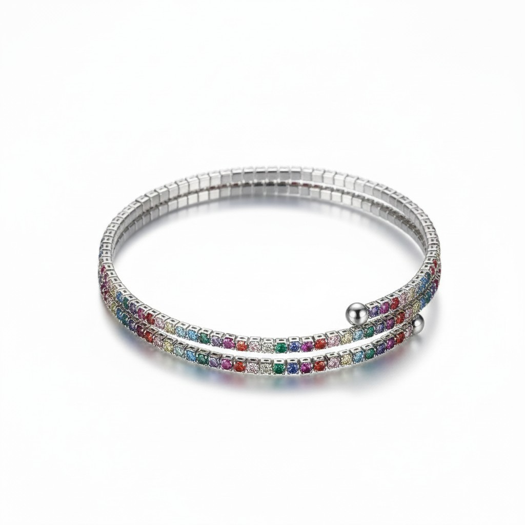 Pulsera Spiral Rainbow – Baño de Rodio
