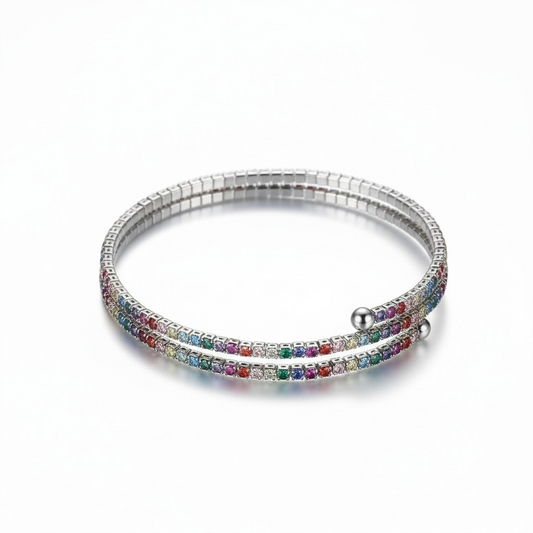 Pulsera Spiral Rainbow – Baño de Rodio