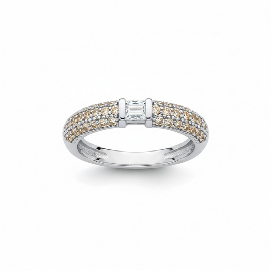 Anillo Circonitas Champagna - Rodio - Talla 12