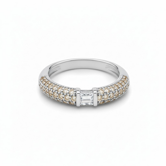 Anillo Circonitas Champagna - Rodio - Talla 12