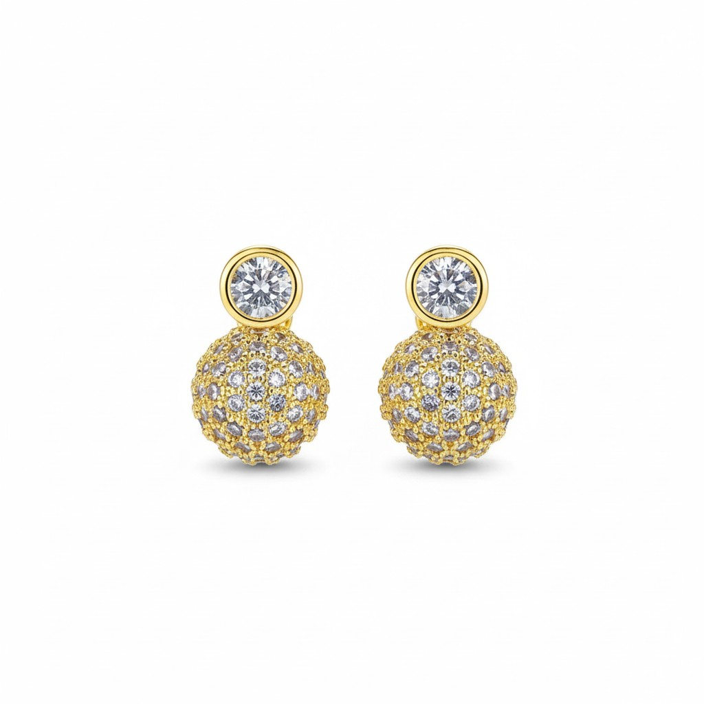 Aros Orb Pavé Gold – Baño de Oro 18k