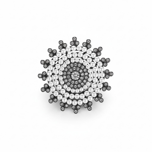 Prendedor Sol Perlas Black – Rodio Negro