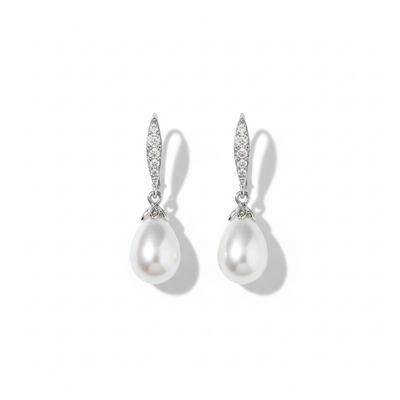 Aros Gota Perla – Baño de Rodio