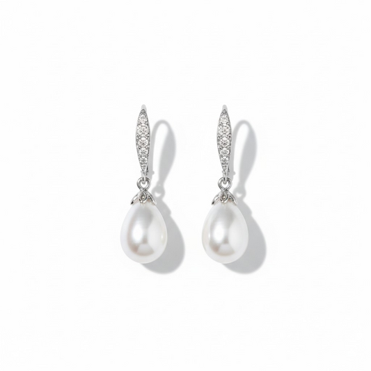 Aros Gota Pearl Luxe – Baño de Rodio