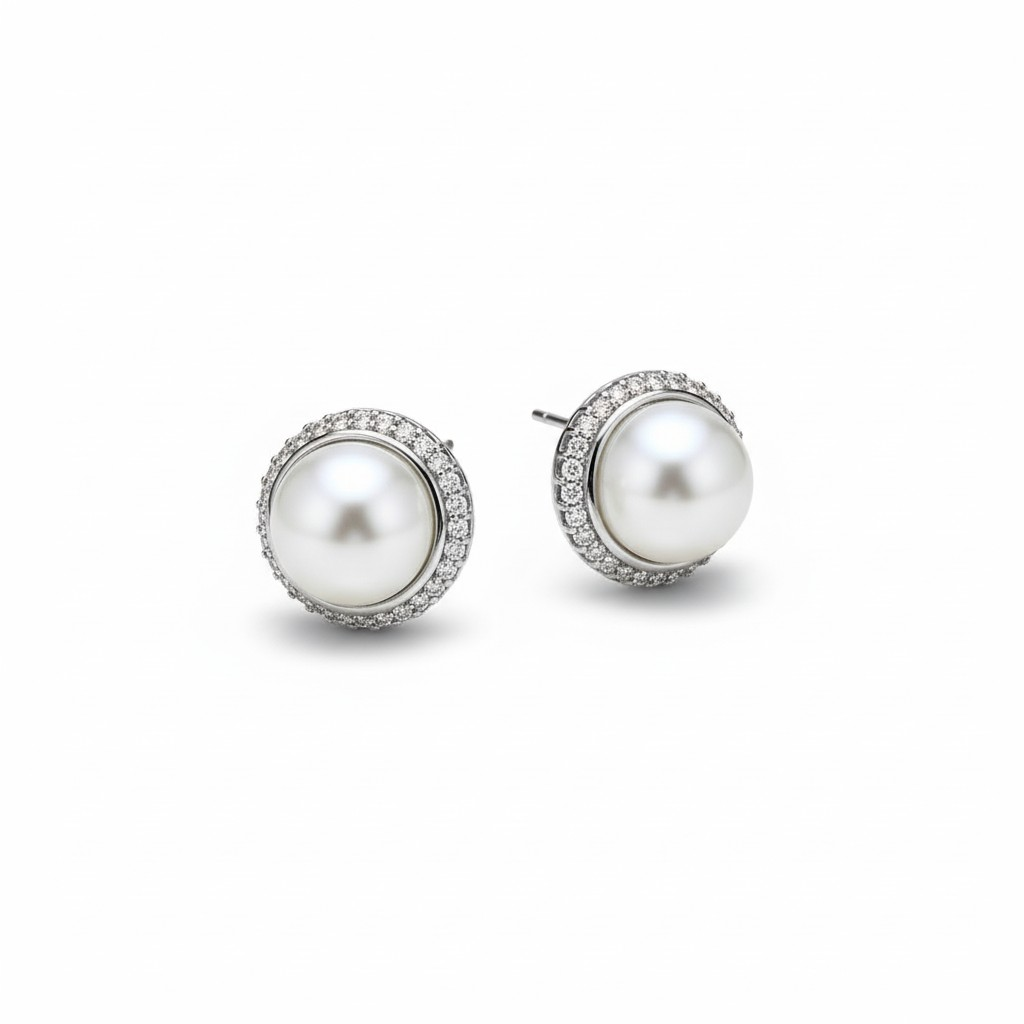Aros Perla Halo Classic – Baño de Rodio