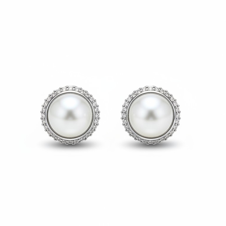 Aros Perla Halo Classic – Baño de Rodio