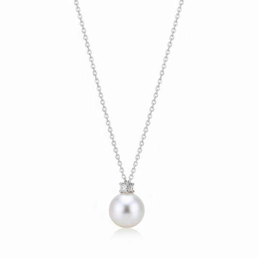 Collar Perla Solitario – Baño de Rodio