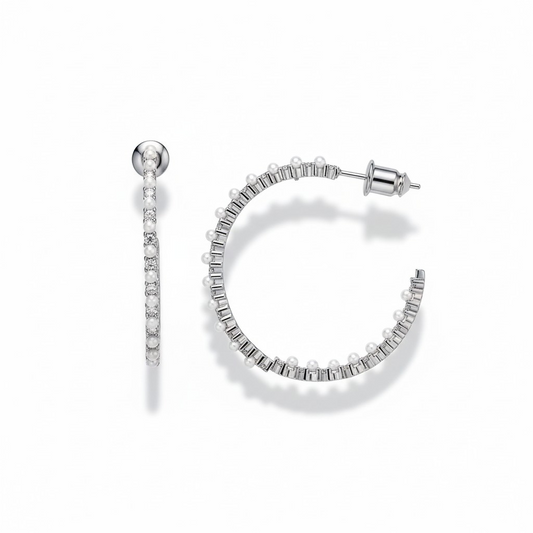 Argollas Pearl Pavé – Baño de Rodio