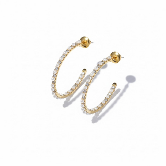 Argollas Pearl Pavé – Baño de Oro 18k