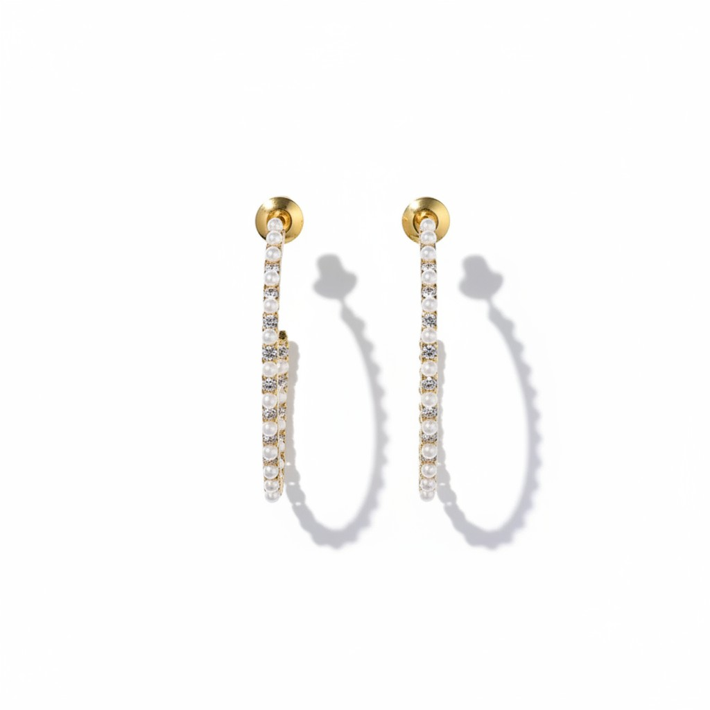 Argollas Pearl Pavé – Baño de Oro 18k