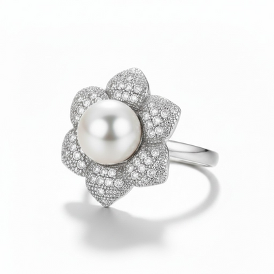 Anillo Magnolia Real Perla – Baño de Rodio