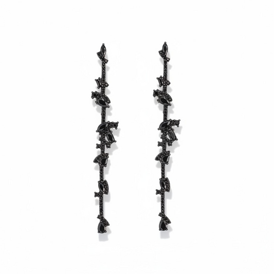 Aros Hojas Nocturnas - Baño de Rodio Negro