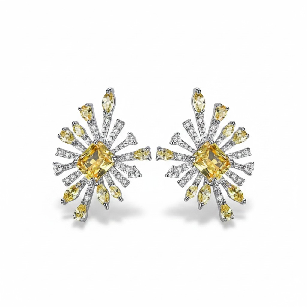 Aros Rectángulo Prisma Circones – Baño de Rodio - Ámbar Joyas