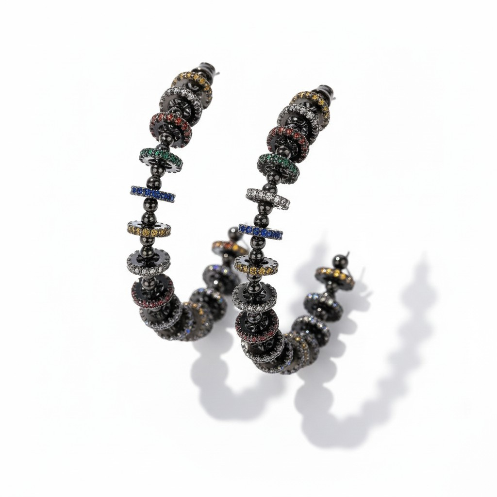 Argollas Orbit Multicolor Baño de Rodio