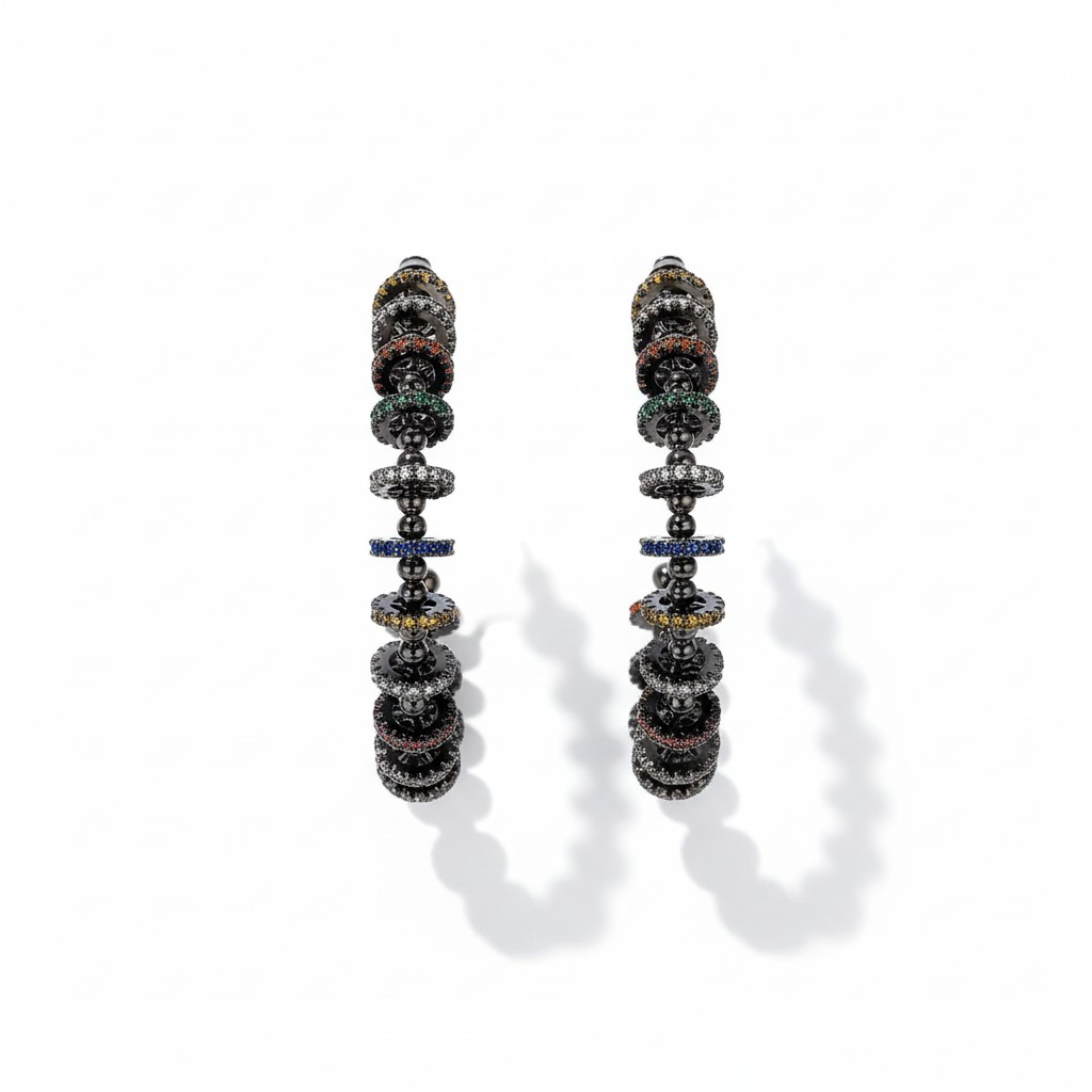 Argollas Orbit Multicolor Baño de Rodio