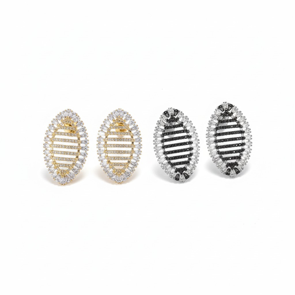 Aros Navette Bicolor – Baño de Oro 18k y Rodio