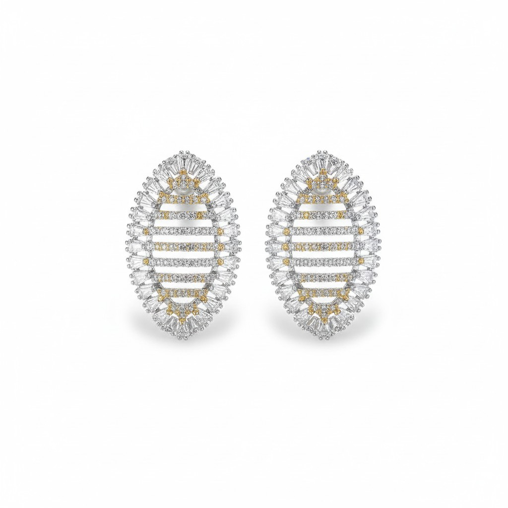 Aros Navette Bicolor – Baño de Oro 18k y Rodio