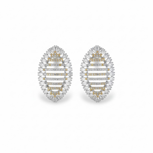 Aros Navette Bicolor – Baño de Oro 18k y Rodio