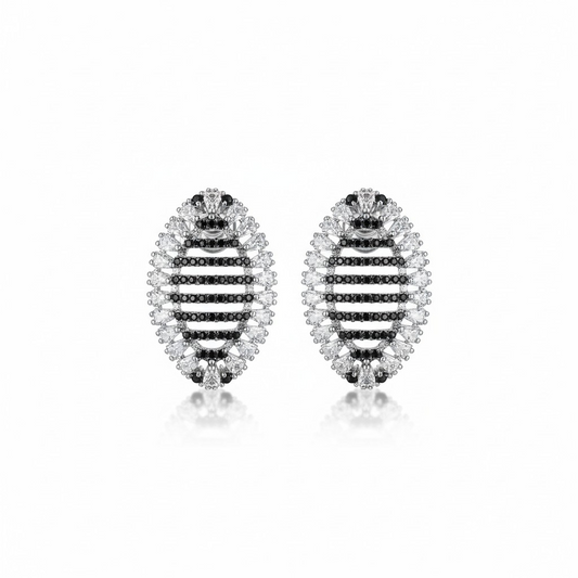 Aros Navette Onix – Baño de Rodio y Rodio Negro