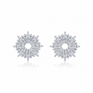 Aros Flor Racimo Pavé – Baño de Rodio