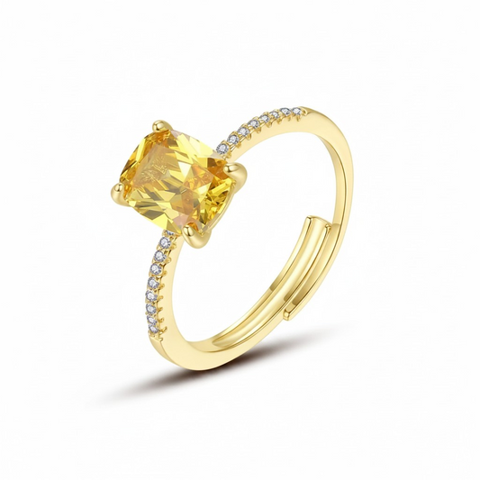 Anillo Solitario Amarillo - Baño Oro 18k