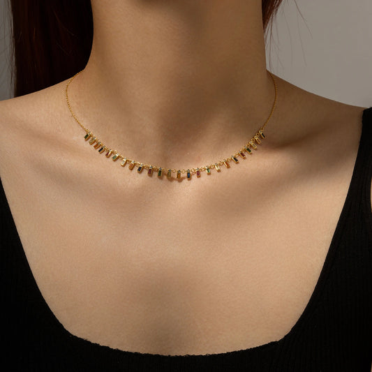 Collar Baguette Multicolor Plata 925 - Baño en Oro o Rodio *