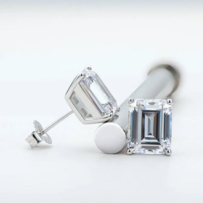 Aros Stud Moissanita Corte Esmeralda 1ct en Plata 925