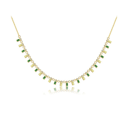Collar Baguette Multicolor Plata 925 - Baño en Oro o Rodio *