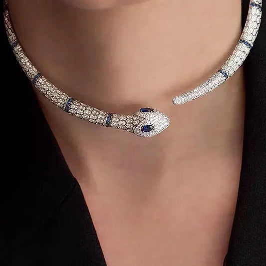 Collar Serpiente de Cristal - Plata 925 *